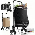 Produktbild: Juskys 3in1 Einkaufstrolley für Treppen - 56 L, modern & klappbar - Treppensteiger Trolley zum Shopping - Sackkarre & Tasche - Trolli Schwarz