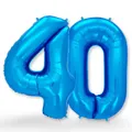 Produktbild: FUNXGO Folien-Ballon 40, Helium-Ballon, Luftballon-Zahl, nachfüllbare Riesen-Ballonzahl, Party-Deko zum 40. Geburtstag, Jubiläum, Hochzeit, blau