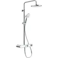 Produktbild: Duschsystem Duravit Universal, mit 3 Strahlarten (Rain, Pulse, Mono), wassersparend, reinigungsfreundlich, Winkel verstellbar, Chrom/Weiß