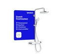 Produktbild: Duravit Duschsystem, wassersparendes Shower System, Duschkopf mit 3 Strahlarten (Rain, Pulse, Mono), im Winkel verstellbar, Duschset reinigungsfreundlich, Duschsystem mit Thermostat, Chrom/Weiß