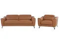 Produktbild: Beliani Ledersessel Ledersofa Goldbraun mit Kopfstützen modernes Wohnzimmer-Set Narwik