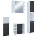 Produktbild: Mid.you Badezimmer VCM Zalo M, Schwarz, Weiß, Holzwerkstoff, 4-teilig, 120 cm, stehend, Spiegel mit Ablage, Badezimmer, Badmöbelsets & Badmöbelserien