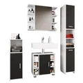 Produktbild: VCM 4-tlg. Badmöbelset Badmöbel Set aus Unterschrank, Midischrank, Hochschrank und Spiegelschrank Badezimmermöbel - Zalo II