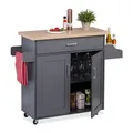 Produktbild: Relaxdays Küchenwagen, Anthrazit, Holzwerkstoff, Metall, 114.5x90x39.5 cm, Esszimmer, Servierwagen