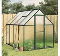 Produktbild: vidaXL Gewächshaus, Gewächshaus mit Fundamentrahmen Grün 224x169x195 cm Aluminimum