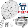Produktbild: Lyvanas - Duschkopf mit Schlauch und Halterung - Brausekopf für Dusche & Badewanne in extra gross (Ø15cm) - Wellness Regendusche