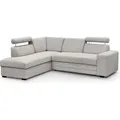 Produktbild: Ecksofa im modernes Stil Roma Polsterecke mit Schlaffunktion Bettkasten verstellbaren Kopfstützen, Stoff: vardo 04 - beige, Ottomane: links - Beige