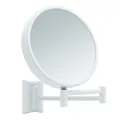 Produktbild: Libaro Kosmetikspiegel Imola – 360° drehbarer Schminkspiegel mit Wandmontage – doppelseitiger Rasierspiegel mit 3X & 7X Vergrößerung – ausziehbarer Badspiegel aus Metall weiß, Ø 19 cm