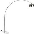 Produktbild: QAZQA - Modern Bogenleuchte I Bogenlampe I Lampe I Leuchte Stahl I Silber I nickel matt mit weißer Marmorbasis mit Stahl I Silber I nickel mattschirm - XXL I Wohnzimmer I Schlafzimmer - Stahl Länglich