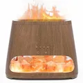 Produktbild: SALKING 2-in-1 Aroma Diffuser & Salt Range Pakistan Leuchte, Flammeneffekt Diffusor für ätherische Öle, Diffusor Kühler Nebel Luftbefeuchter mit 3-Helligkeit, 150ml(Dunkle Holz)