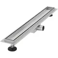 Produktbild: LuxeBath Duschrinne Edelstahl Doppelseitige Bodenablauf 2in1, Komplettset Bodenbefestigung, Duschablauf, Siphon mit Geruchsstop, Haarsieb, Ablaufrinne Dusche silberfarben 70 cm