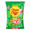 Produktbild: Chupa Chups Fruit Lutscher-Beutel, Nachfüll-Beutel enthält 250 Frucht-Lollis in 4 Geschmacksrichtungen Apfel, Erdbeere, Orange, Kirsche, geeignet für Geburtstag, 250 x 12g