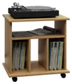 Produktbild: VCM Audio-Board Holz Schallplatten LP Regal Rollen Retal (1 St), 59x60x45cm Schallpaltten Regal, rollbar