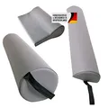 Produktbild: Promafit Massagezubehör Set 3 bestehend aus 1x Vollrolle Knierolle mit Griff 1x Lagerungsrolle Halbrolle und 1x Nackenkissen Kopfstütze für die Massageliege wasserabweisend (Grau)