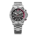 Produktbild: WENGER Herren Armbanduhr Seaforce Chronograph Ø 43 mm, Swiss Made, Analog Quarz, Wasserdicht bis 200 m, Edelstahl-Armband, Schwarz/Silber, 01.0643.123