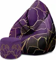 Produktbild: Dreamroots Bean Bag 80x80x120cm Sitzsack mit Lehne und Hocker und Bezug Sitzkissen Boden Bubibag Sitzsack Sitzsack mit Füllung Purple Amazing
