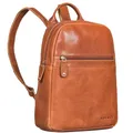 Produktbild: ROYALZ 'Pennsylvania' kleiner Damen Rucksack Leder elegant - Moderner Vintage Lederrucksack als Tagesrucksack Rucksackhandtasche Cityrucksack Daypack aus Echtleder, Farbe:Texas Braun