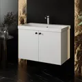 Produktbild: Waschtisch Set Mimoza | Waschtisch mit Unterschrank Weiß | Badschrank & Keramik mit Einbauwaschbecken