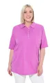Produktbild: Ulla Popken Damen große Größen Poloshirt, T-Shirt mit Samtband-Knopfleiste, Basic-Shirt, Polokragen, Baumwolle kühles pink 62+ 637297807-62+