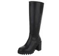 Produktbild: Ital-Design Stylische kniehohe Stiefel mit Blockabsatz für Damen High-Heel-Stiefel (90109899) Blockabsatz Stiefel in Schwarz