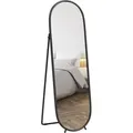 Produktbild: Homcom - Ganzkörperspiegel, 160 X 40 Cm Wandspiegel Mit Ständer, Metallrahmen, Oval Standspiegel Für Wohnzimmer, Schlafzimmer, Schwarz