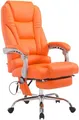 Produktbild: CLP Bürostuhl Pacific Kunstleder I Massage-Funktion I Ergonomisch, 360° Drehbar Mit Fußablage I Höhenverstellbar, Neigbare Rückenlehne, Farbe:orange