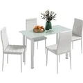 Produktbild: HOMCOM Esszimmergruppe Kunstleder Stahl Weiß 120L x 60B x 97H cm