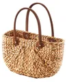 Produktbild: Kobolo Shopper Korbtasche aus Wasserhyazinthe - Kunstledergriffe - natur braun