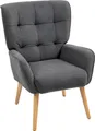Produktbild: HOMCOM Sessel Wohnzimmer Loungesessel Relaxsessel mit Holzbeine Lesesessel mit Samtoptik, Polstersessel für Schlafzimmer Grau