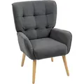 Produktbild: Sessel Wohnzimmer Loungesessel Relaxsessel mit Holzbeine Lesesessel mit Samtoptik, Polstersessel für Schlafzimmer Grau - Homcom