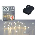 Produktbild: Cepewa Lichterkette Mikro Outdoor | Silberdraht 20 LEDs 220cm warmweiß batteriebetrieben | Weihnachtsbeleuchtung Leuchtdraht (Silber, 220)