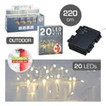 Produktbild: LED Micro Lichterkette - silber - mit 20 LED's warmweiß biegsam Timer - OUTDOOR