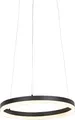 Produktbild: Qazqa led Modern Pendelleuchte, Pendellampe - Anello - Schwarz, Rund, dimmbar, 40cm, Ideal als Bürolampe und Wohnzimmerlampe