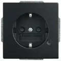 Produktbild: Busch-Jaeger 20 EUCBL-885 Schutzkontakt-Steckdose Safety+ mit LED-Kontrolllicht, mit erhöhtem Berührungsschutz, mit Befestigungskrallen, schwarz matt, Plattform 63