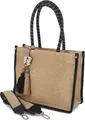 Produktbild: Fräulein Frida Damen Tote Bag Schultertasche Beige Schwarz Textil Synthetik geflochten -