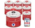 Produktbild: EVOCAMP Gaskartusche Butan Propan 300g, Schraubventil passend für Weber Q100/1200, Zubehör für Campingkocher, Gaskocher, Bunsenbrenner, Lötbrenner, Gasgrill, Gaslampe, 8 St., Einweg, 300 g, EN 417, Sicherheitsventil