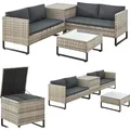 Produktbild: Juskys Polyrattan Lounge Santorini - Sitzecke mit Beistelltisch & Auflagenbox - Grau - Grau