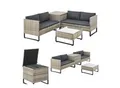 Produktbild: Juskys Polyrattan Lounge Santorini - Outdoor Sitzecke mit Beistelltisch & Auflagenbox - Grau