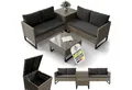 Produktbild: Juskys Gartenlounge-Set Santorini, (4-tlg), Polyrattan Sitzgruppe mit Beistelltisch & Auflagenbox, wetterfest