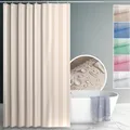 Produktbild: ANRO Duschvorhang Badewanne Vorhang Duschvorhänge Waschbar mit Duschvorhangringe Haken Textile Vorhänge aus Stoff 100% Polyester wasserdicht Beige 240x200cm