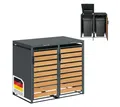 Produktbild: STEELSØN Mülltonnenbox Kestra 120L aus verzinktem Stahl (Anthrazit/Holz, Für 2 Tonnen), verfügbar mit 1, 2, 3, 4 oder 5 Türen, mit Sichtstreifen Holzoptik