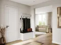 Produktbild: Platan Room Wand-Garderobe Set mit Garderobenpaneel & Schuhschrank & Hängeschrank 100 cm Flurgarderobe Garderobenset Flur Eiche Holz Weiß
