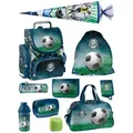 Produktbild: Familando Schulranzen 1.-3. Klasse ergonomisch, leicht, Volumen 15 Liter (10-tlg., inkl. Sporttasche und Schultüte / Zuckertüte 85cm), Fussball Schultasche für Jungen; Blau blau