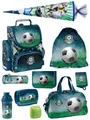 Produktbild: Familando Schulranzen 1.-3. Klasse ergonomisch, leicht, Volumen 15 Liter (10-tlg., inkl. Sporttasche und Schultüte / Zuckertüte 85cm), Fussball Schultasche für Jungen, Blau