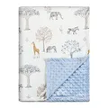 Produktbild: Soarwg Kids Babydecken 75 x 100 cm, Unisex, Neugeborene, dick, superweiche Blaue Giraffe Elefant-Schlafdecken für Kleinkinder, Kinder, Babys, Mädchen, Jungen, Kinderzimmer, Bettdecke, Geschenke