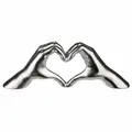 Produktbild: Gilde Hand Heart Dekoration Dekoobjekt Skulptur Herz Keramik Silber H 11 cm