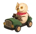 Produktbild: Kuhnert Dekofigur Mini-Eule im grünen Flitzer - aus Holz gefertigt - ca. 8 cm groß, entzückende Dekoration für jeden Raum - Made in Germany