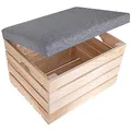 Produktbild: Creative Deco Sitzhocker gepolstert | 50 x 40 x 35 cm | Sitzbank mit Stauraum | Sitztruhe Holz | Sitzbox mit Stauraum | Holzhocker | Aufbewahrungsbox für Decken, Kissen, Bücher, Spielzeug