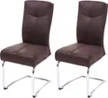 Produktbild: 2er-Set Esszimmerstuhl HWC-G56, Küchenstuhl Freischwinger Stuhl, Textil Wildleder-Optik braun