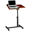 Produktbild: Relaxdays - Laptoptisch höhenverstellbar, HxBxT:95x60x40cm, Notebook Ständer, mit Rollen & Ablage, Mahagoni, rot